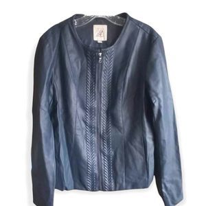 Roz Ali Blue Faux Leather Short Jacket